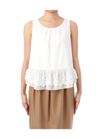 裾レースカットソー