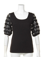 袖お花レースカット