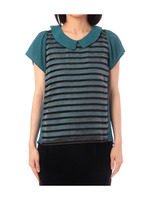 シースルーボーダー襟つきブラウス