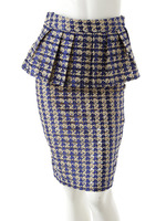 【ECURY】千鳥柄ぺプラムペンシルスカート