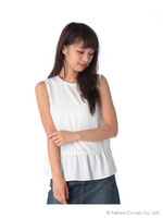 衿ビジュー付きジョーゼットぺプラム