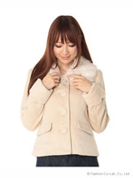 TRワッフルファー衿ショートジャケット