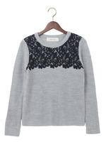 JCT 起毛レース重ね畦プルオーバー