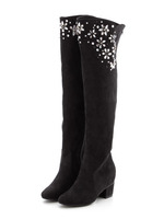 ビジューエンベリッシュニーハイブーツ