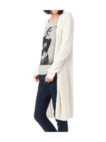 リブデザインロングニットカーディガン