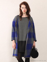 【Omekashi】チェックガウンコート