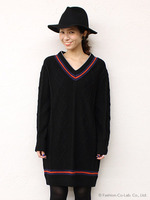 【Omekashi】ラインVミニワンピース