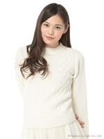 Ladyネックケーブルニット