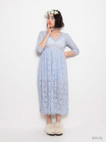 カラーレースミモレワンピース