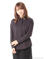 レシメンタルストライプ長袖シャツBL