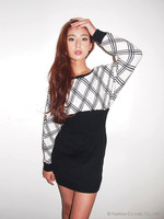 切替チェックドルマンニットOP