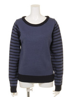 ボーダースリーブニットP／O