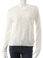 【ECURY】フラワーレース切替トップス