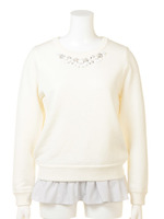 裾ストライプ裏毛風プルオーバー