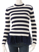 【ECURY】レースドッキングボーダーニット