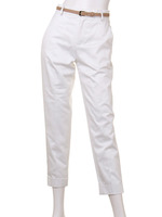 細ベルト付サテンアンクルパンツ