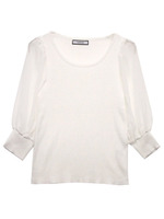 袖シフォンリブニット