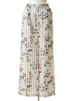 フローラルストライプワイドパンツ