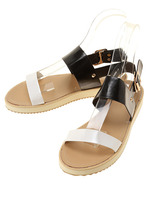 メタリックウエッジサンダル