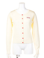 刺繍入りハート釦カーディガン