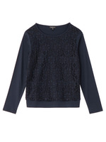 [L]レース切り替えクルーネックカットソー