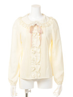 リボンタイ付きレースカラーブラウス