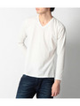 Vネックコットン長袖Tシャツ