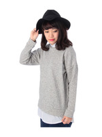 ストライプ衿&裾フェイクカットソー