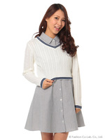 チルデンニット×ストライプワンピースセット