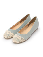 レース切り替えデニムパンプス