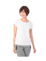 裾レースストレッチTシャツ