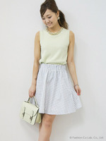 ウエストゴムチェックタフタスカート