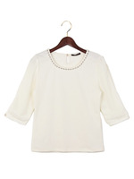 袖レース装飾付7分／TOPS