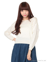 フラワーレース袖ニットプルオーバー