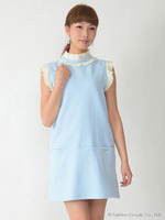 ハイネックプリーツワンピ