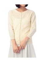 レース切り替え七分袖ニットーディガン