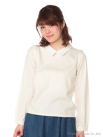 袖異素材衿付プルオーバー