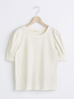 ビジュー付5分袖プルオーバー