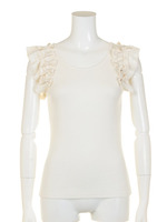 肩フリル×リボンテレコTops