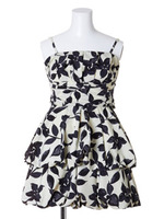 2トーンフラワーティアードリボンドレス/WHT