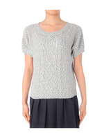 MIXカラー半袖ケーブルニット/グレー系(492)