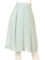 SPAN VOIL WASHER MI-MOLLET SKIRT/NAVY