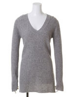 Vネックリブプルオーバー/GRY