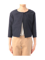 [L]グログランノーカラージャケット/ネイビー系(093)