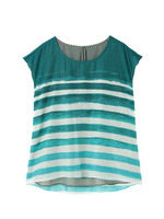 [L]ペイントボーダーブラウス/グリーン系(122)