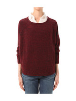 [L]ポンチョ風ラウンドニットプルオーバー/レッド系(064)