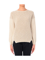 [L]ミックスカラー切り替えニットプルオーバー/ピンク系(572)