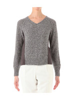 [L]ミドルゲージラグランVネックニット/ブラック(919)