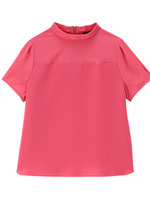 [L]切り替えデザインバックジップ半袖ブラウス/ピンク(072)