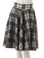 【ECURY】チェックチュールフレアミディスカート/グレー